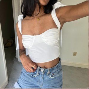 white bustier crop top